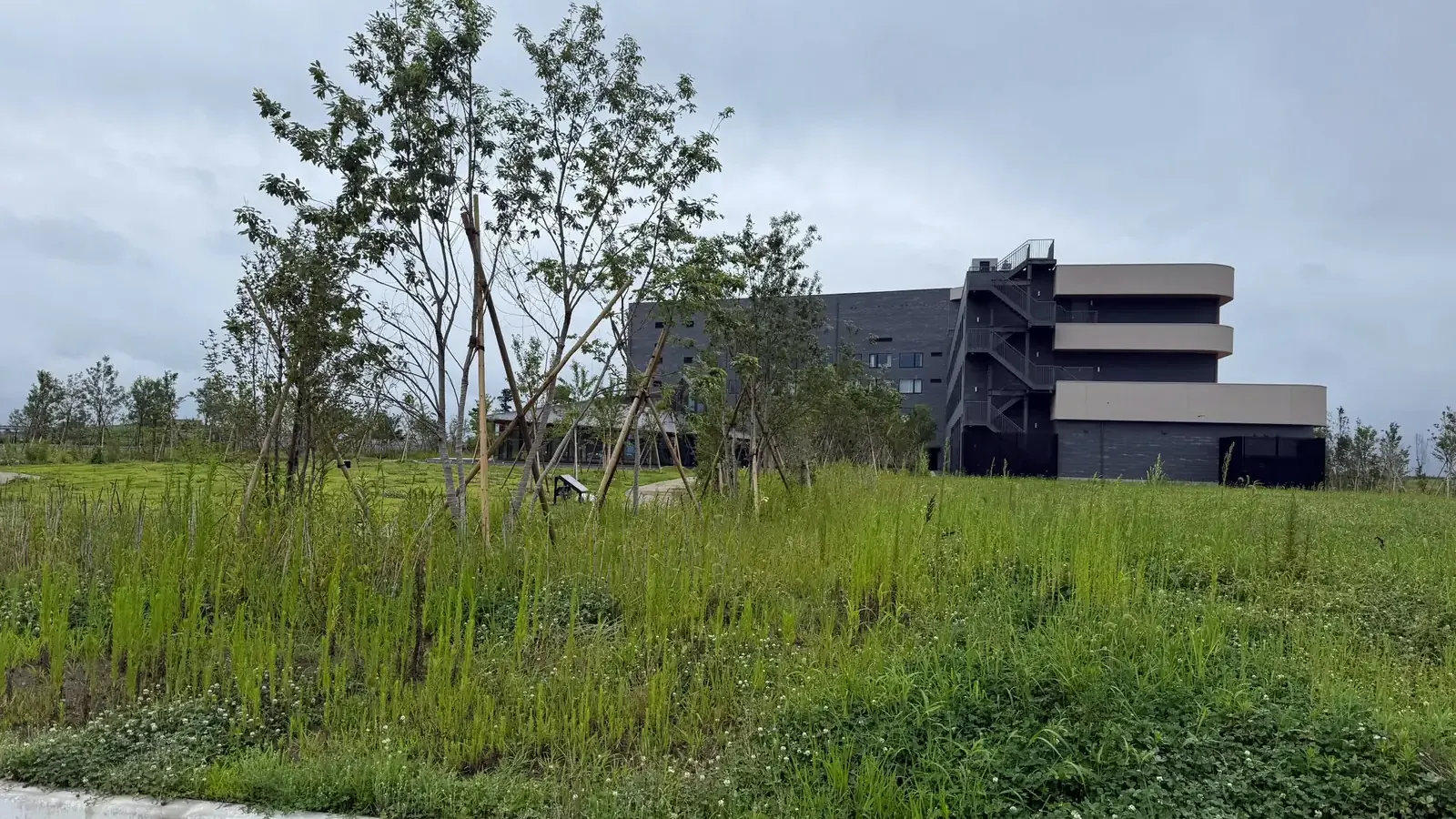 緑に囲まれたFUTATABI FUTABA FUKUSHIMAの外観